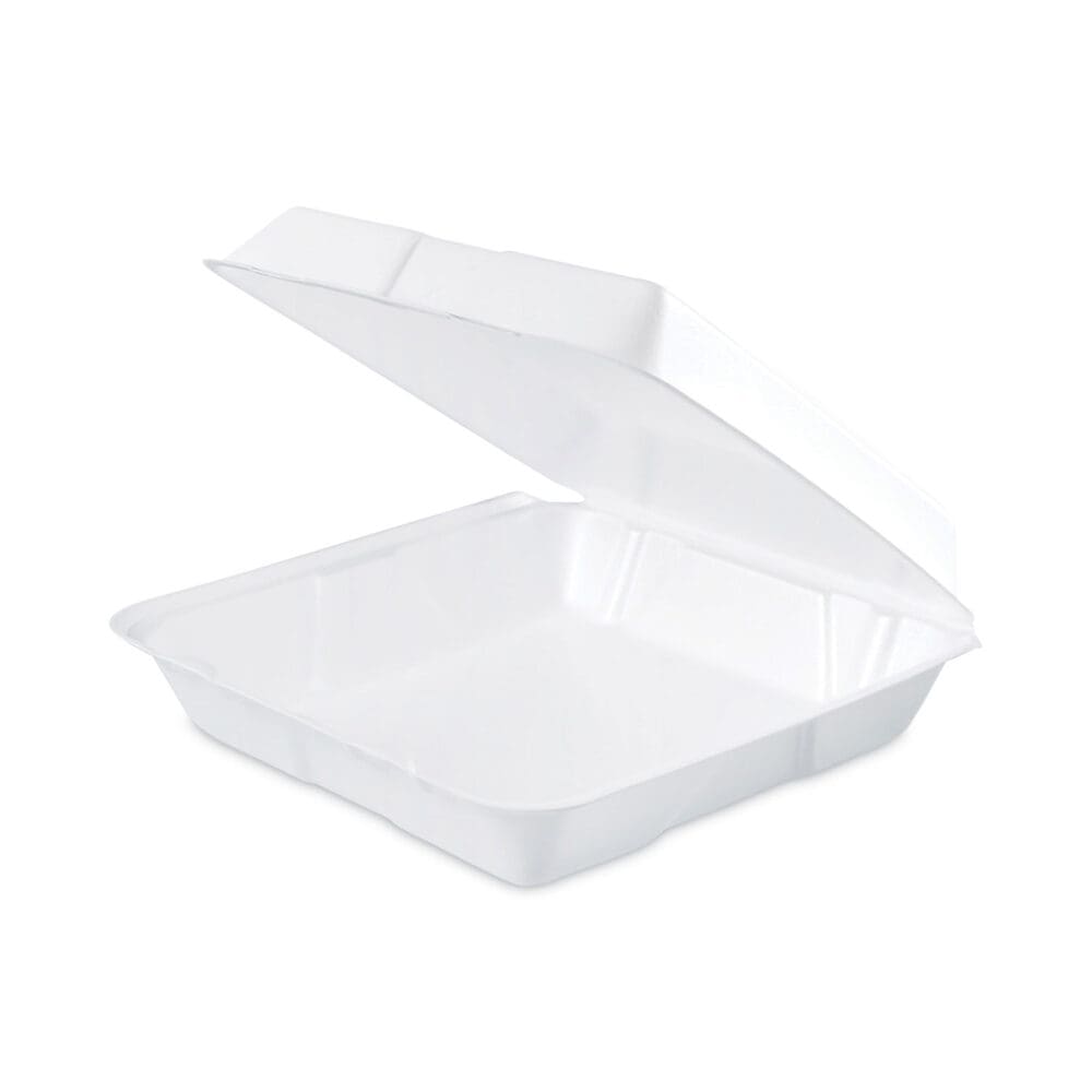 Insulated Foam Hinged Lid Containers, 1-Compartment, 9.3 x 9.5 x 3, White, 200/Pack, 2 Packs/Carton - Image 3