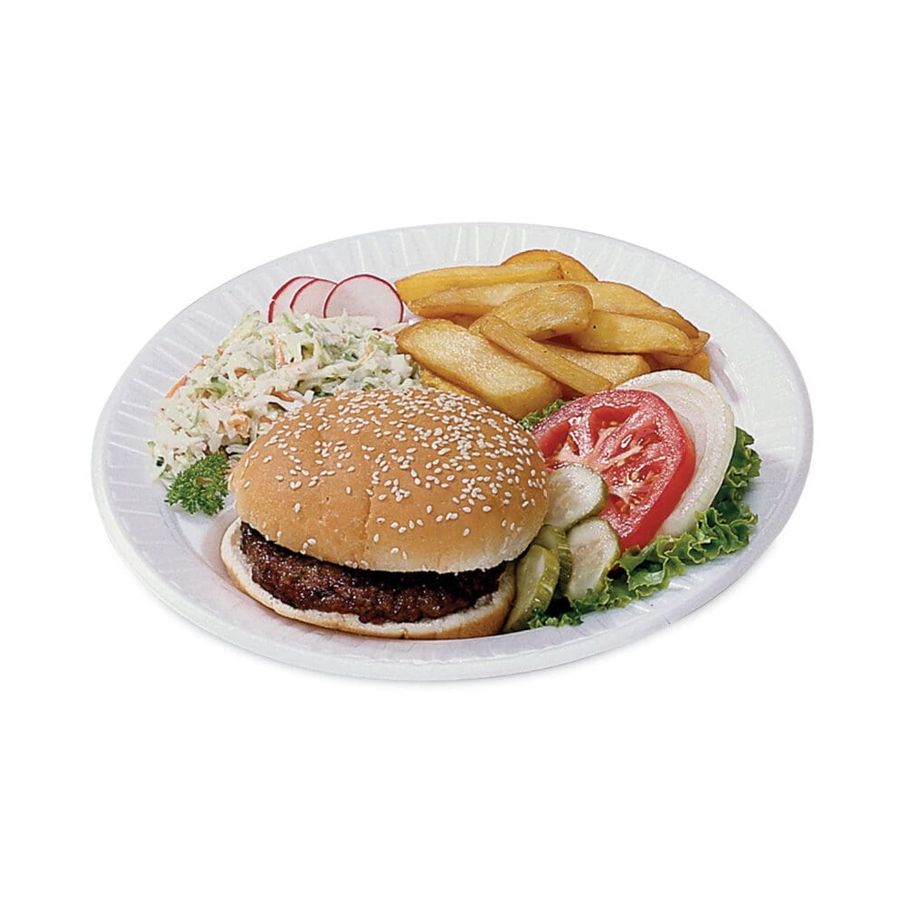 Quiet Classic Laminated Foam Dinnerware, Plate, 9", White, 125/Pack, 4 Packs/Carton - Image 2