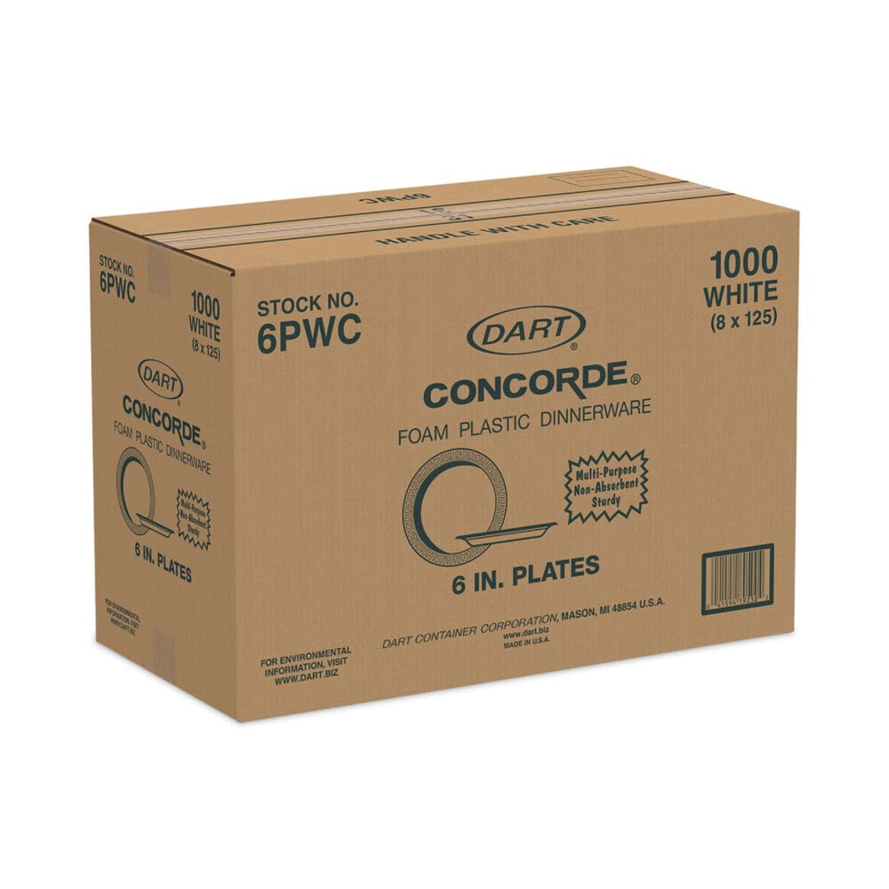 Concorde Non-Laminated Foam Plate, 6" dia, White,125/Pack, 8 Packs/Carton - Image 3