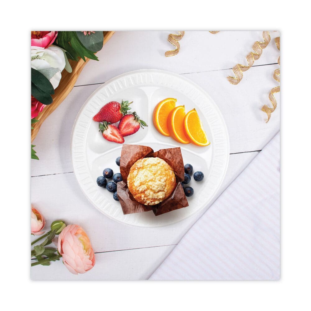 Concorde Non-Laminated Foam Plate, 3-Compartment, 9" dia, 125/Pack, 4 Packs/Carton - Image 2