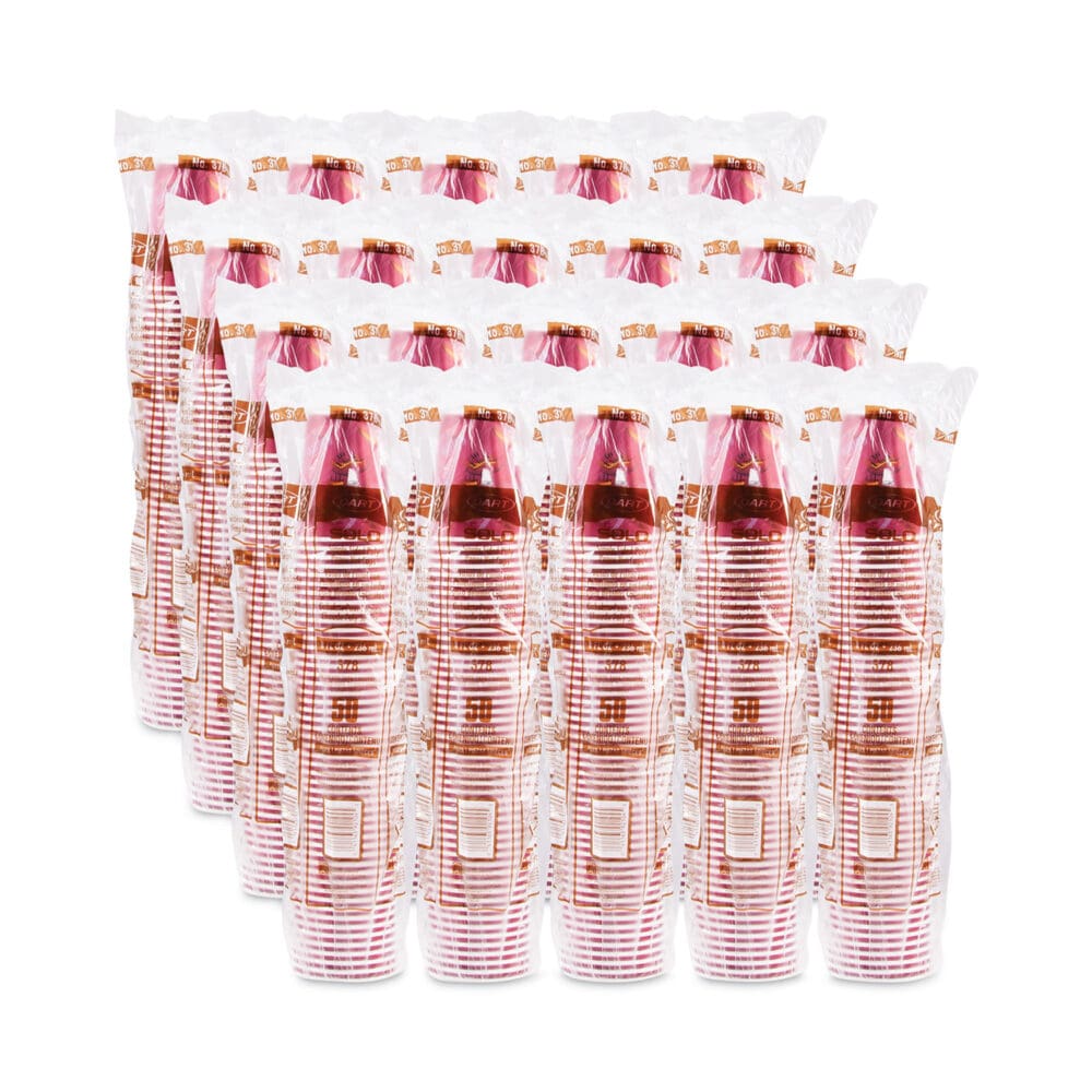 Paper Hot Drink Cups in Bistro Design, 8 oz, Maroon, 50/Pack - Image 3