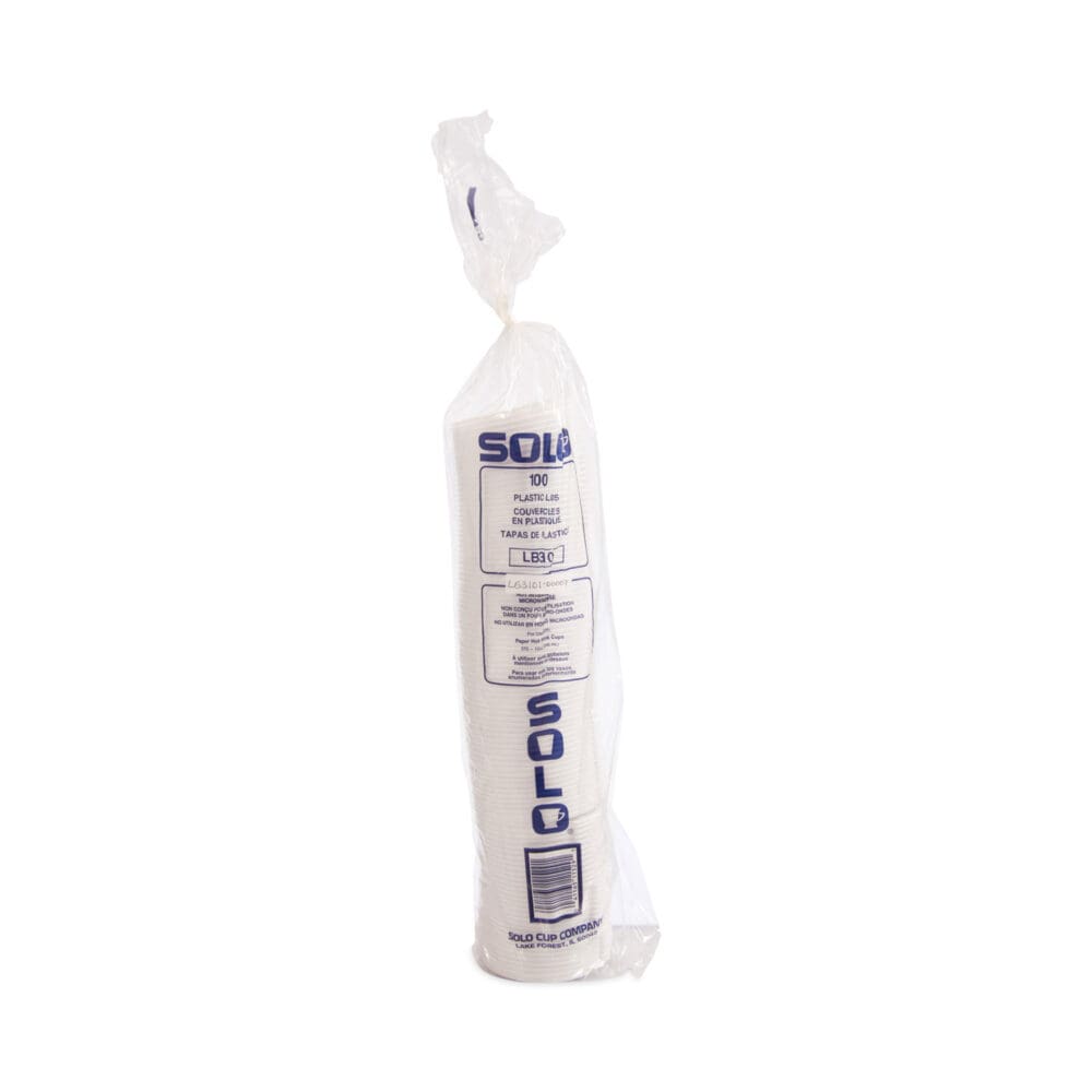 Lift Back and Lock Tab Lids for Paper Cups, Fits 10 oz Cups, White, 100/Sleeve, 10 Sleeves/Carton - Image 2