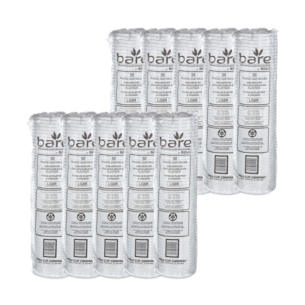 Bare Eco-Forward RPET Deli Container Lids, ProPlanet Seal, Recessed Lid, Fits 8 oz, Clear, Plastic, 50/Pack, 10 Packs/Carton - Image 4