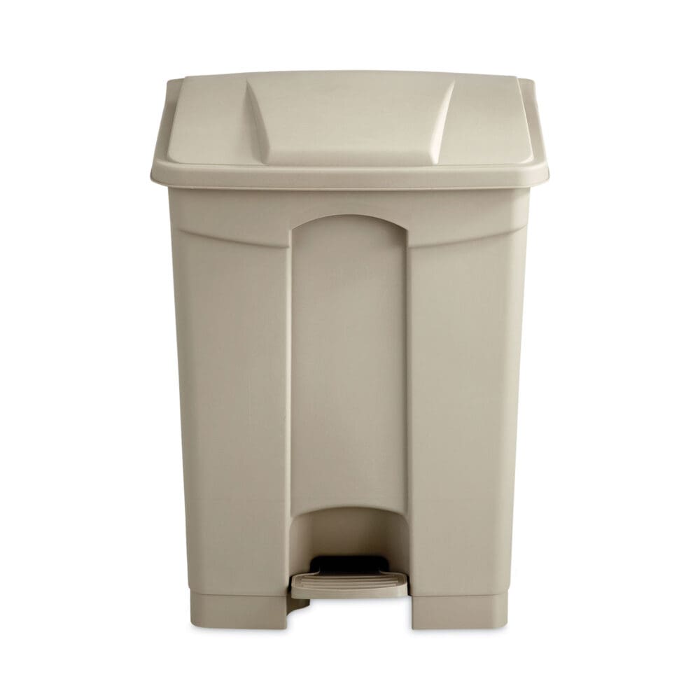 Large Capacity Plastic Step-On Receptacle, 17 gal, Plastic, Tan - Image 2
