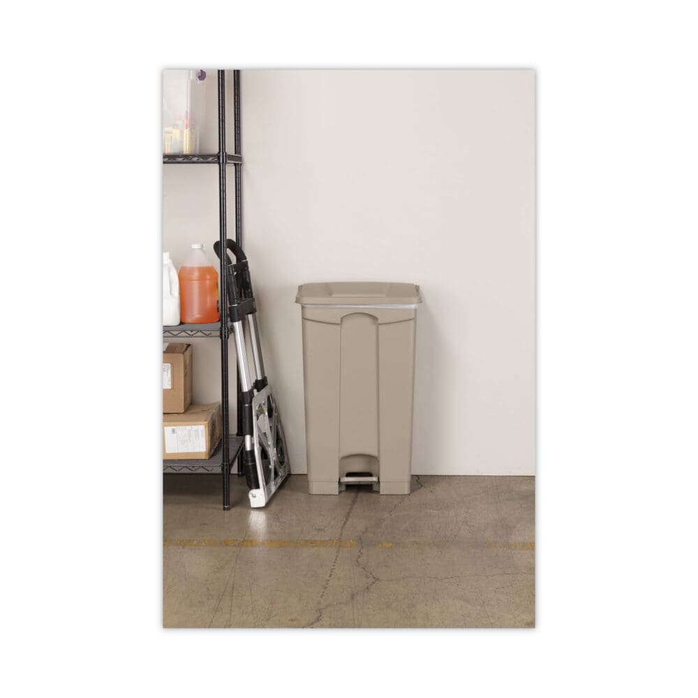 Large Capacity Plastic Step-On Receptacle, 23 gal, Plastic, Tan - Image 4