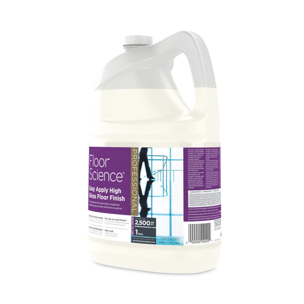 Floor Science Premium High Gloss Floor Finish, Clear Scent, 1 gal Container,4/CT - Image 3