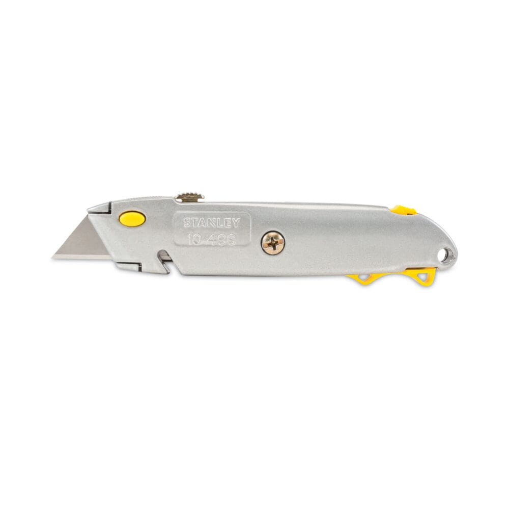 Quick-Change Utility Knife with Twine Cutter and (3) Retractable Blades, 6" Metal Handle, Gray, 6/Box - Image 3