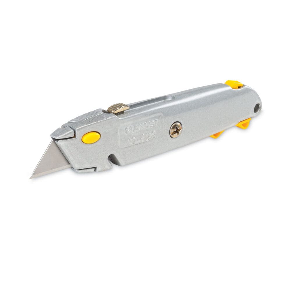 Quick-Change Utility Knife with Twine Cutter and (3) Retractable Blades, 6" Metal Handle, Gray, 6/Box - Image 2