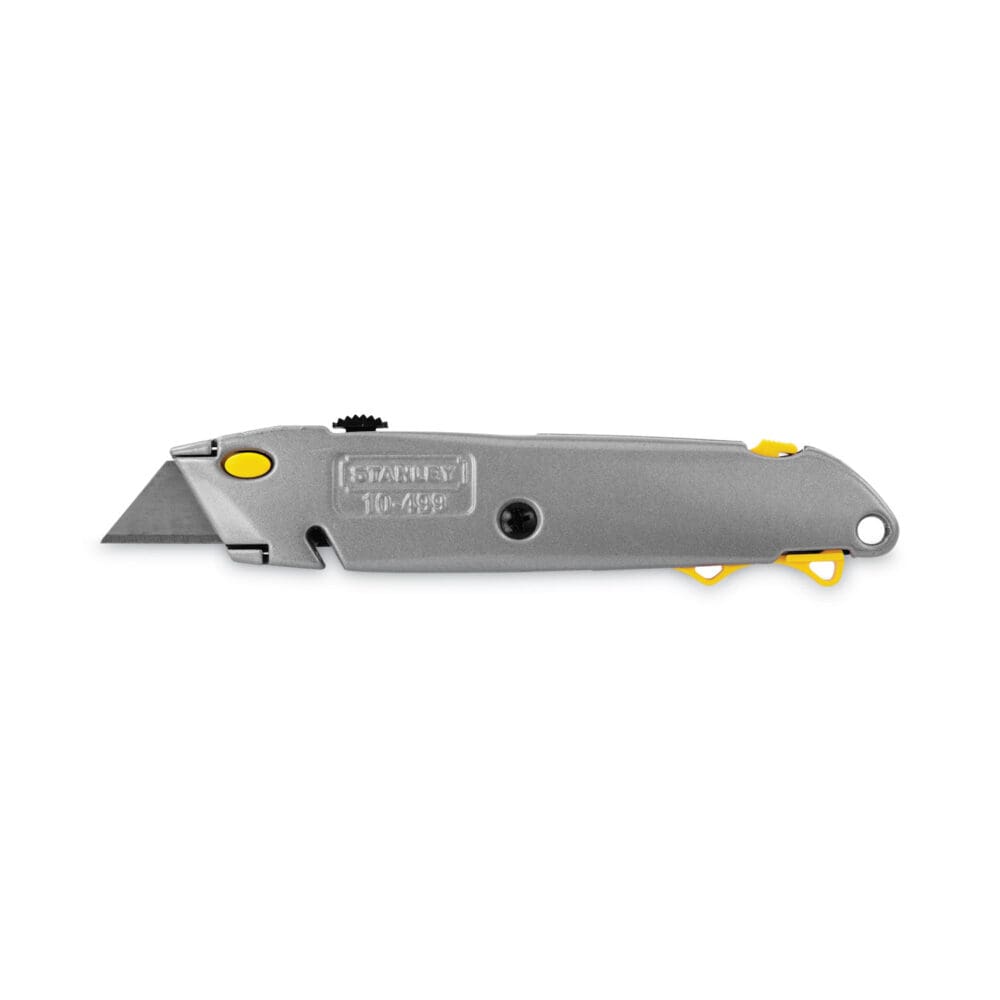 Quick-Change Utility Knife with Twine Cutter and (3) Retractable Blades, 6" Metal Handle, Gray - Image 5