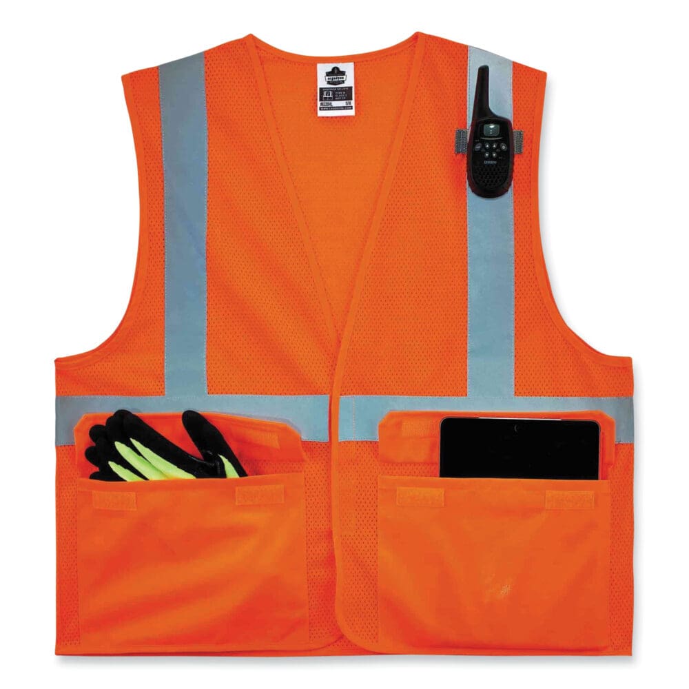 GloWear 8220HL Class 2 Standard Mesh Hook and Loop Vest, Polyester, Large/X-Large, Orange, Ships in 1-3 Business Days - Image 4