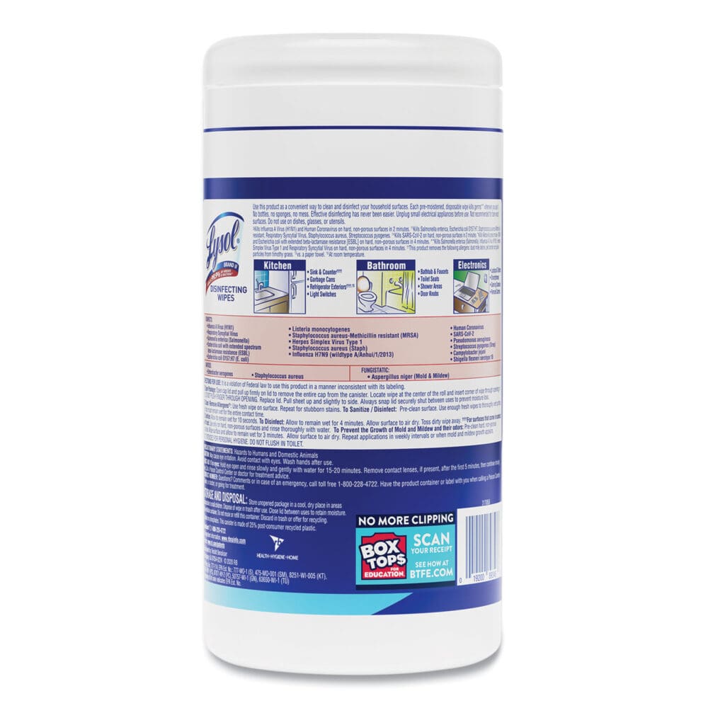 Disinfecting Wipes, 1-Ply, 7 x 7.25, Crisp Linen, White, 80 Wipes/Canister - Image 4