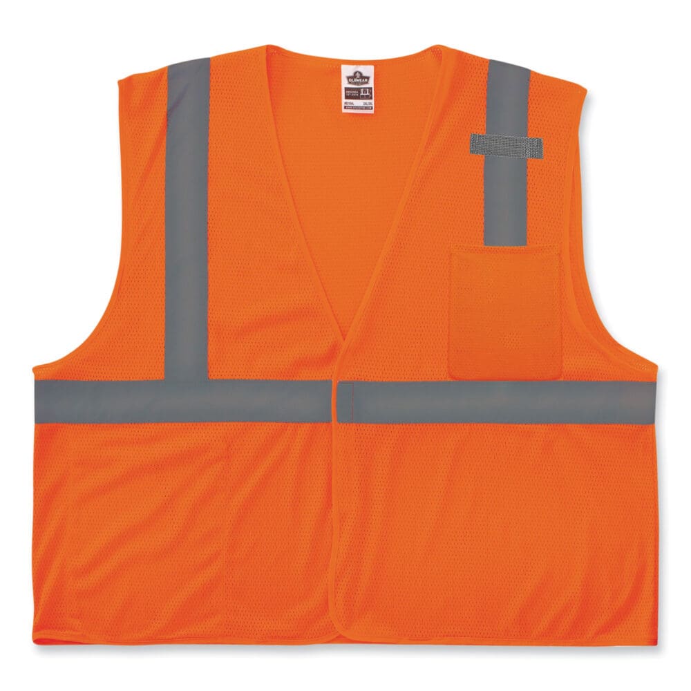 GloWear 8210HL Class 2 Economy Mesh Hook and Loop Vest, Polyester, X-Small, Orange , Ships in 1-3 Business Days - Image 9