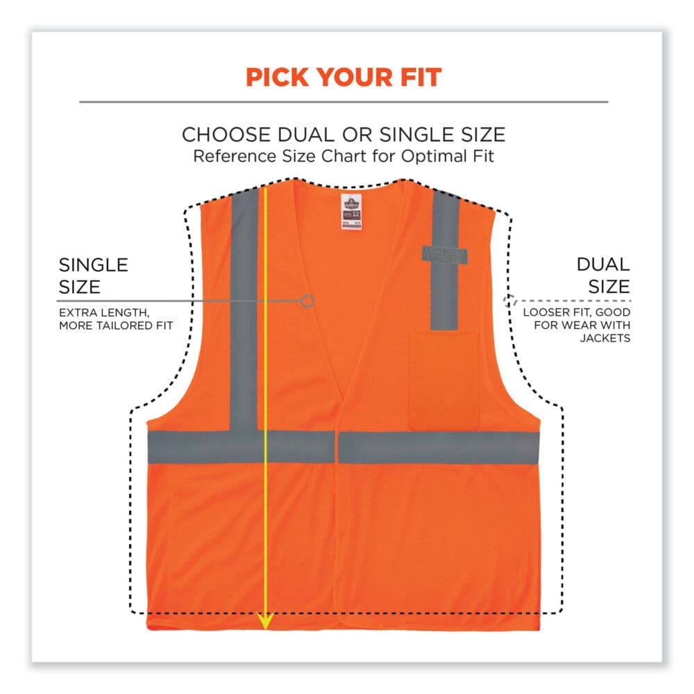 GloWear 8210HL Class 2 Economy Mesh Hook and Loop Vest, Polyester, X-Small, Orange , Ships in 1-3 Business Days - Image 7