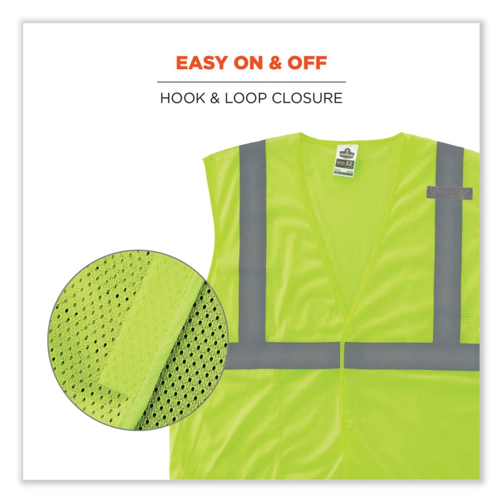 GloWear 8210HL Class 2 Economy Mesh Hook and Loop Vest, Polyester, 4X-Large/5X-Large, Lime, Ships in 1-3 Business Days - Image 5