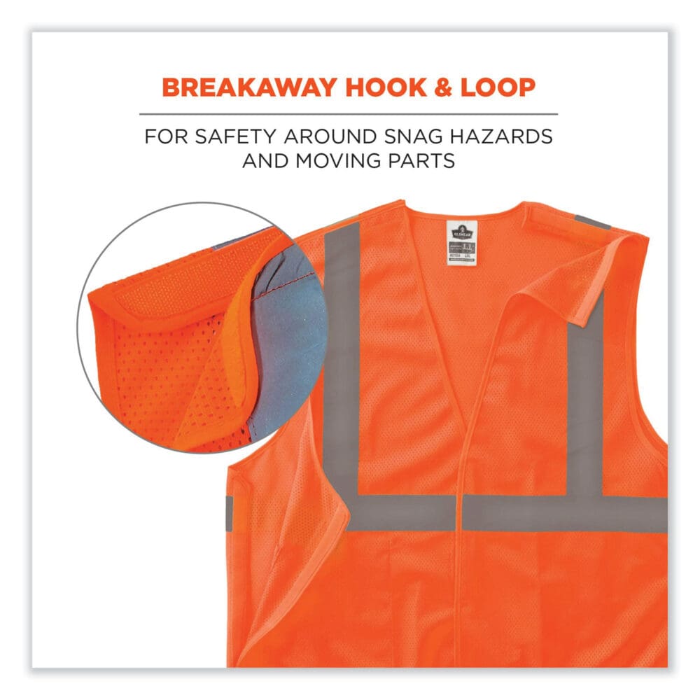 GloWear 8215BA Class 2 Economy Breakaway Mesh Vest, Polyester, X-Small, Orange, Ships in 1-3 Business Days - Image 4