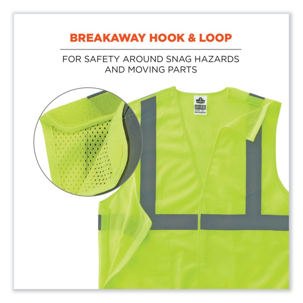 GloWear 8215BA Class 2 Economy Breakaway Mesh Vest, Polyester, X-Small, Lime, Ships in 1-3 Business Days - Image 3