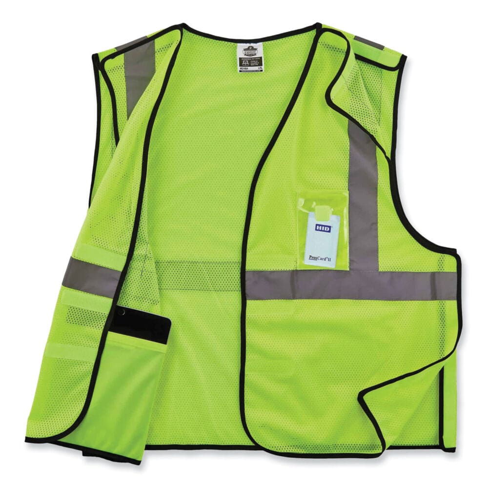 GloWear 8216BA Class 2 Breakaway Mesh ID Holder Vest, Polyester, Small/Medium, Lime, Ships in 1-3 Business Days - Image 4