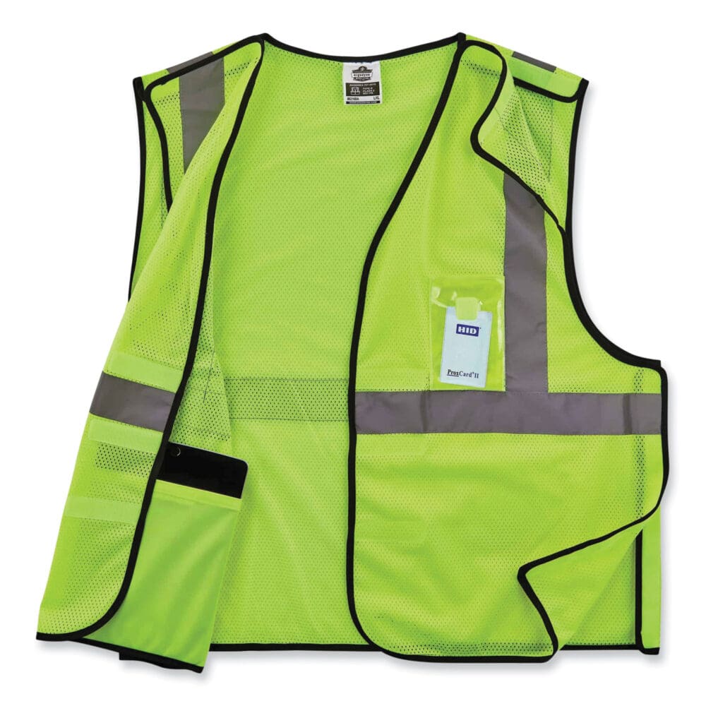 GloWear 8216BA Class 2 Breakaway Mesh ID Holder Vest, Polyester, Large/X-Large, Lime, Ships in 1-3 Business Days - Image 4