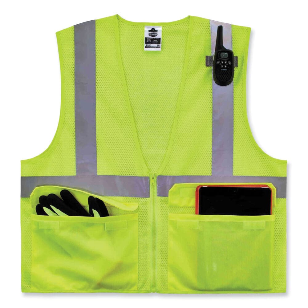 GloWear 8220Z Class 2 Standard Mesh Zipper Vest, Polyester, 2X-Large/3X-Large, Lime, Ships in 1-3 Business Days - Image 4