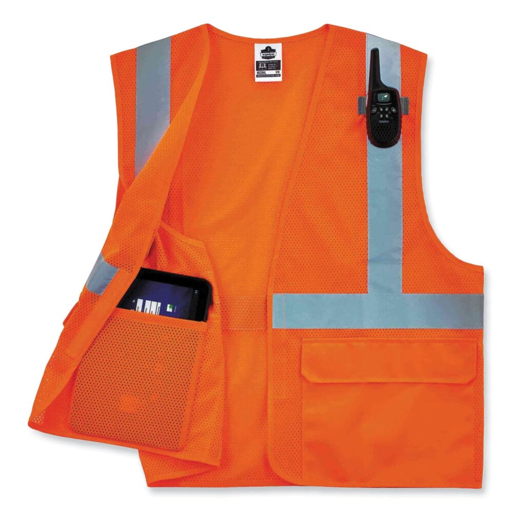 GloWear 8220HL Class 2 Standard Mesh Hook and Loop Vest, Polyester, 4X-Large/5X-Large, Orange, Ships in 1-3 Business Days - Image 2