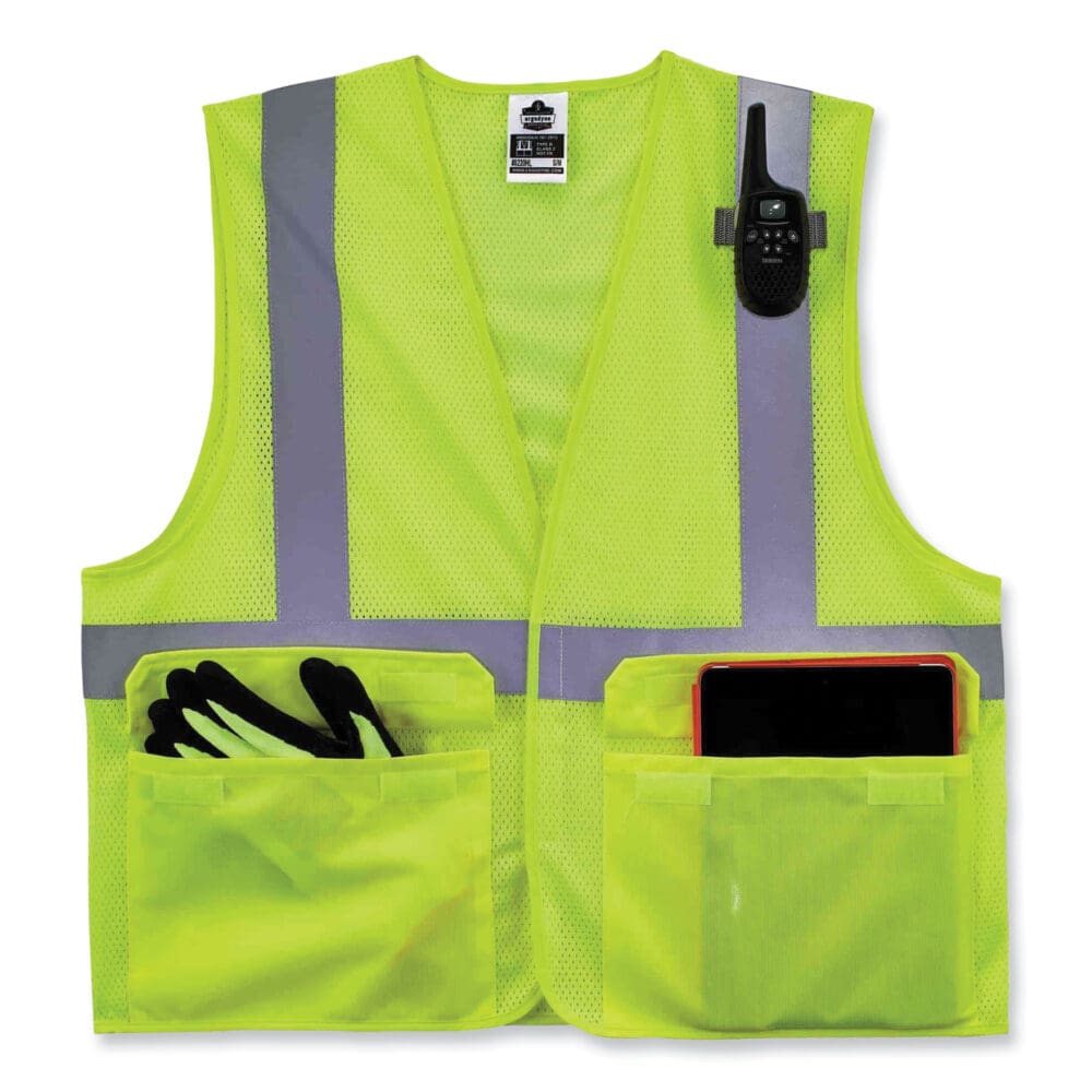 GloWear 8220HL Class 2 Standard Mesh Hook and Loop Vest, Polyester, Small/Medium, Lime, Ships in 1-3 Business Days - Image 5