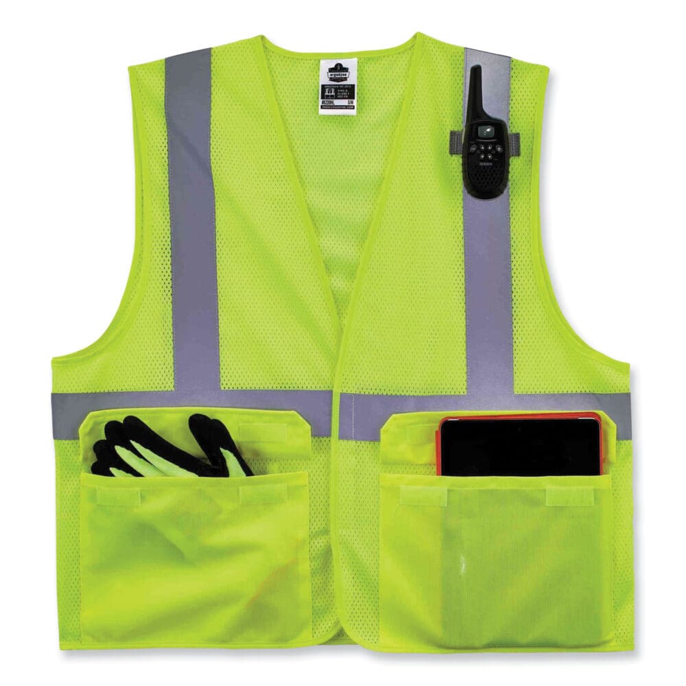 GloWear 8220HL Class 2 Standard Mesh Hook and Loop Vest, Polyester, 4X-Large/5X-Large, Lime, Ships in 1-3 Business Days - Image 4