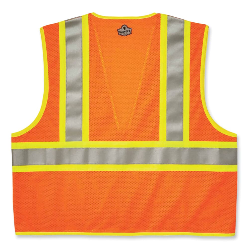 GloWear 8230Z Class 2 Two-Tone Mesh Zipper Vest, Polyester, Large/X-Large, Orange, Ships in 1-3 Business Days - Image 4