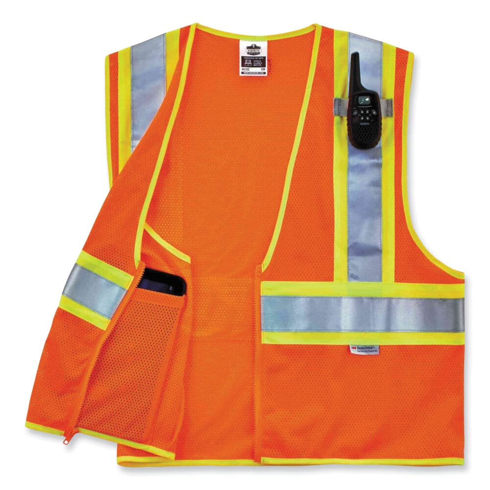 GloWear 8230Z Class 2 Two-Tone Mesh Zipper Vest, Polyester, Large/X-Large, Orange, Ships in 1-3 Business Days - Image 2