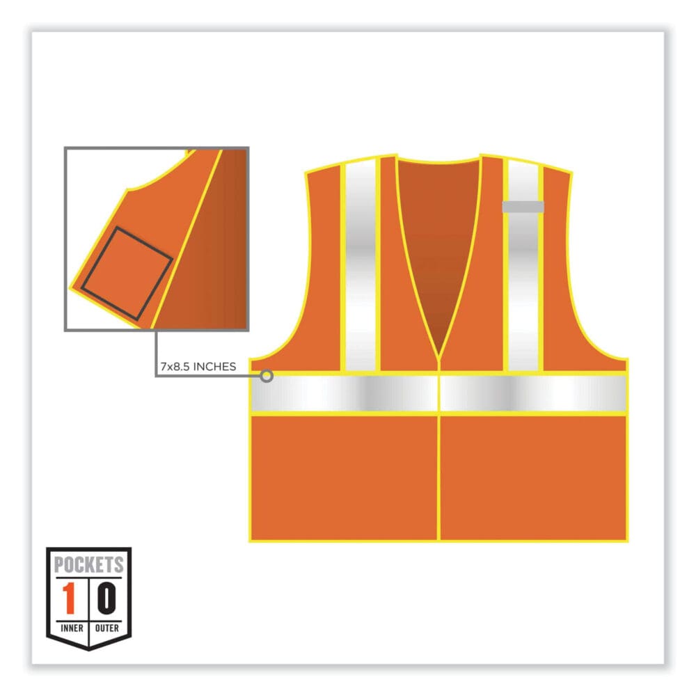 GloWear 8230Z Class 2 Two-Tone Mesh Zipper Vest, Polyester, Large/X-Large, Orange, Ships in 1-3 Business Days - Image 3