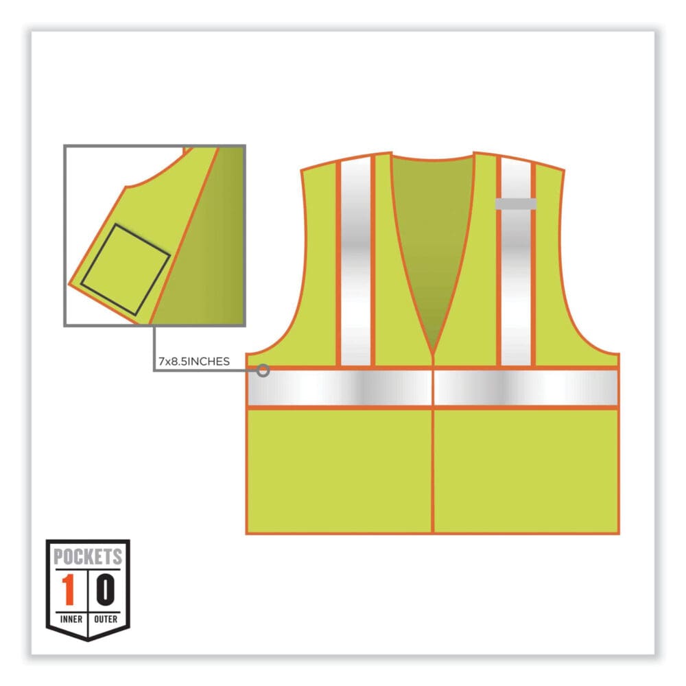 GloWear 8230Z Class 2 Two-Tone Mesh Zipper Vest, Polyester, 4X-Large/5X-Large, Lime, Ships in 1-3 Business Days - Image 3