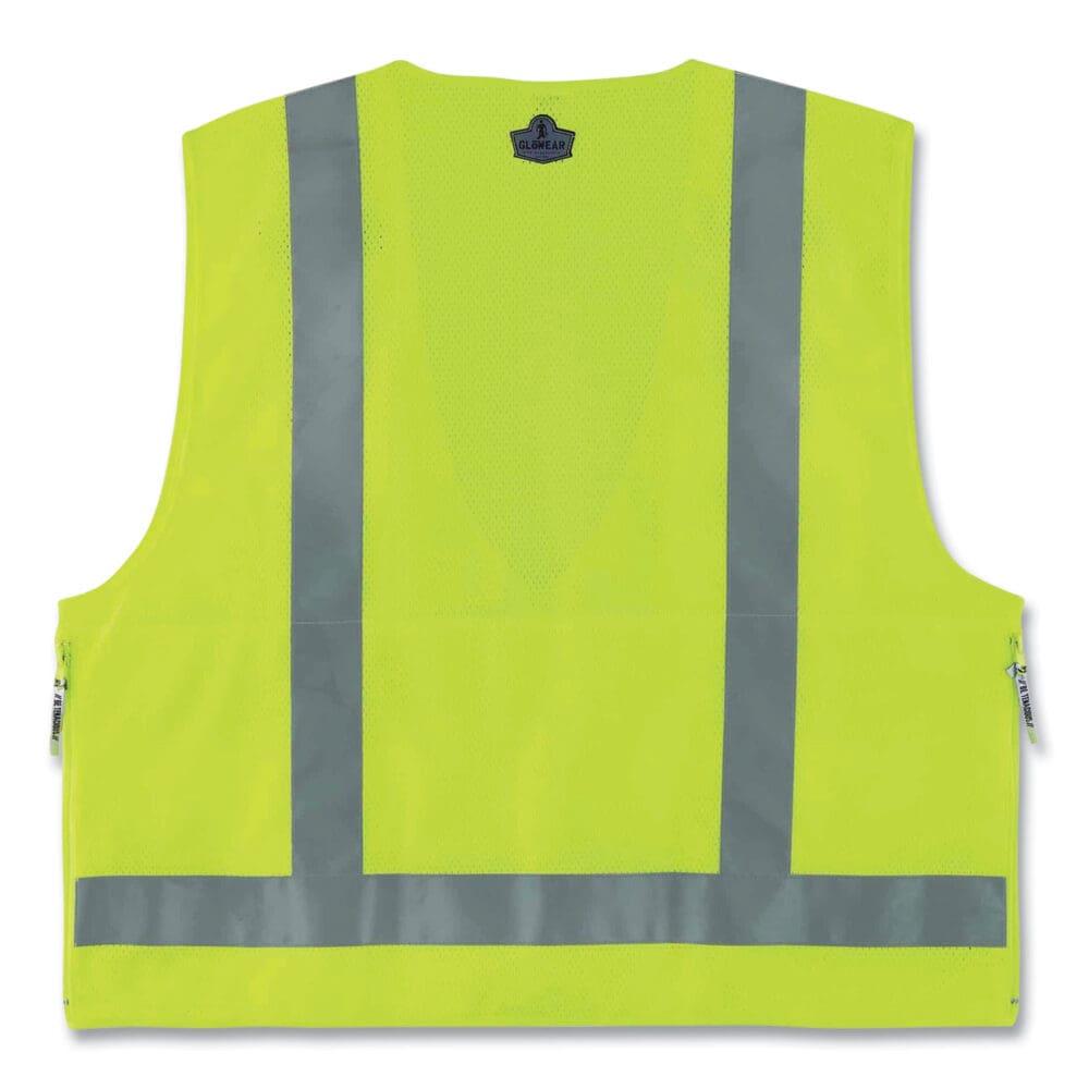 GloWear 8250Z Class 2 Surveyors Zipper Vest, Polyester, 4X-Large/5X-Large, Lime, Ships in 1-3 Business Days - Image 5