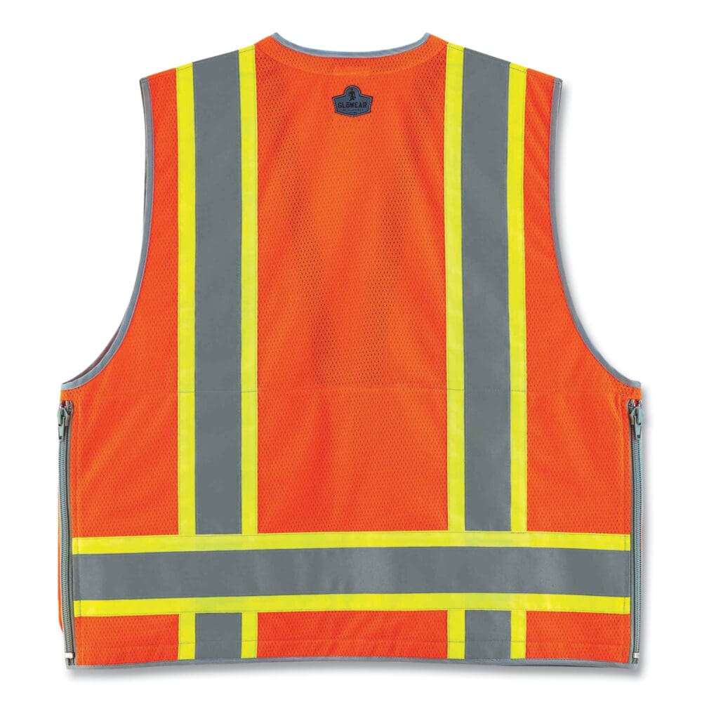 GloWear 8254HDZ Class 2 Heavy-Duty Surveyors Zipper Vest, Polyester, 2X-Large/3X-Large, Orange, Ships in 1-3 Business Days - Image 6