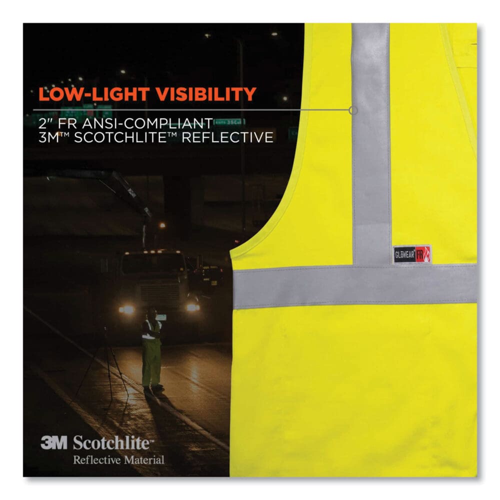 GloWear 8261FRHL Class 2 Dual Compliant FR Hook and Loop Safety Vest, 2X-Large/3X-Large, Lime, Ships in 1-3 Business Days - Image 4