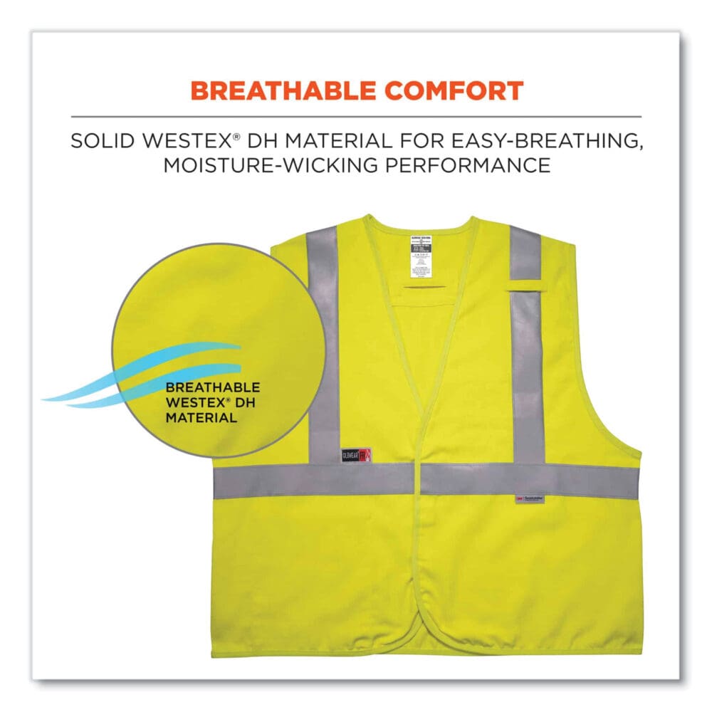 GloWear 8261FRHL Class 2 Dual Compliant FR Hook and Loop Safety Vest, 2X-Large/3X-Large, Lime, Ships in 1-3 Business Days - Image 5