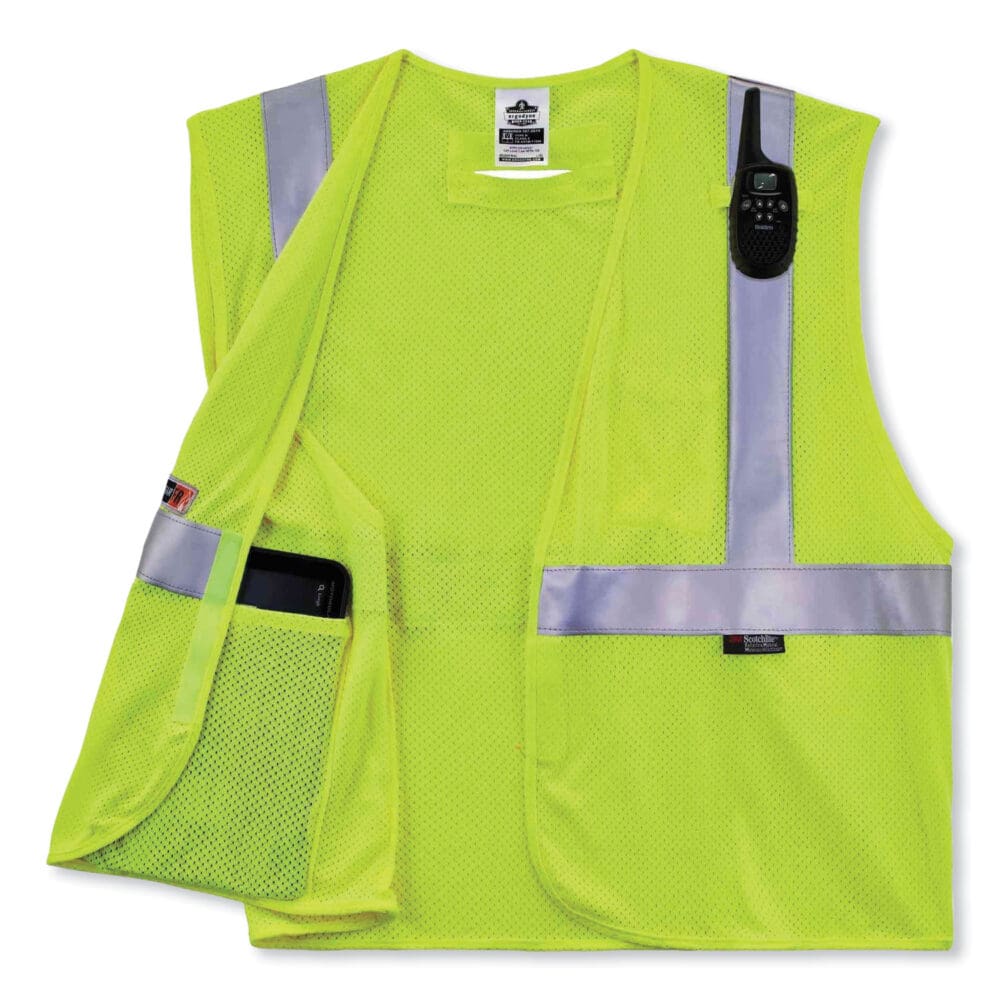 GloWear 8260FRHL Class 2 FR Safety Hook and Loop Vest, Modacrylic/Kevlar, Small/Medium, Lime, Ships in 1-3 Business Days - Image 7