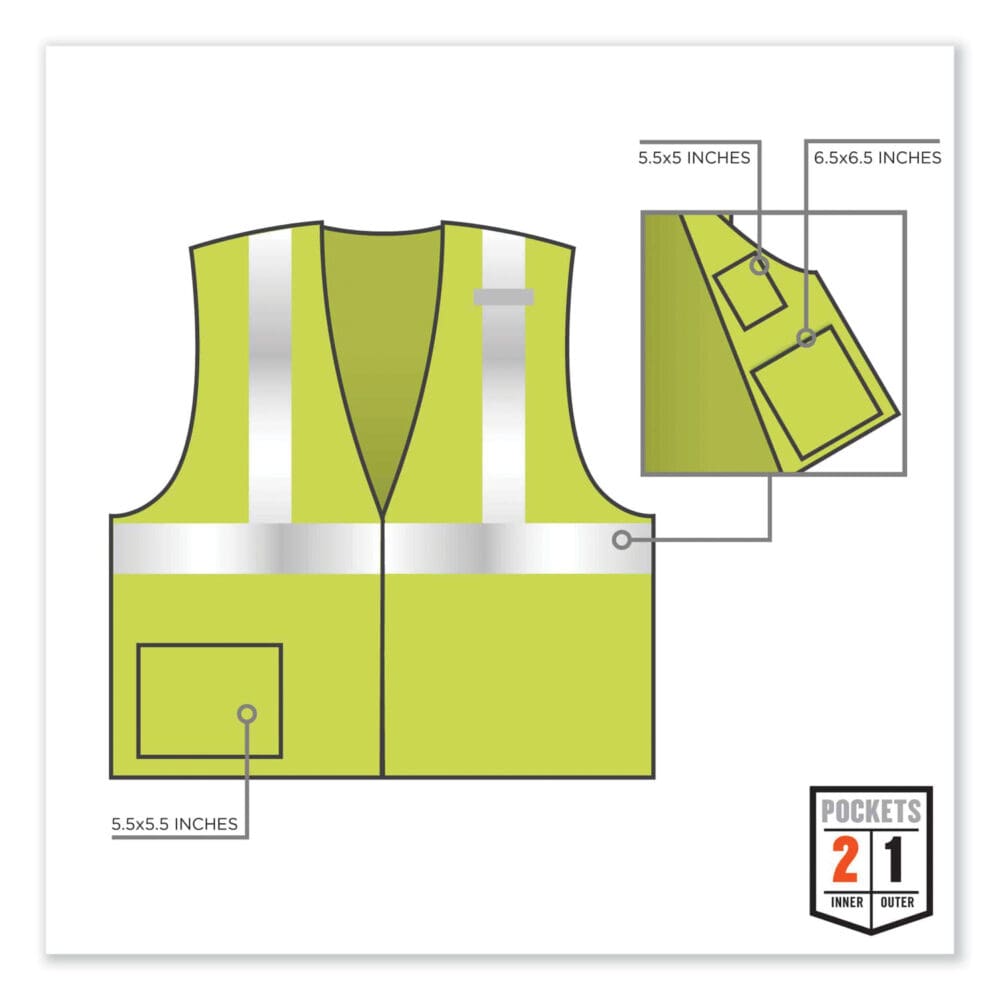 GloWear 8217BA Class 2 Breakaway Mesh Vest, Polyester, 2X-Large/3X-Large, Lime, Ships in 1-3 Business Days - Image 3