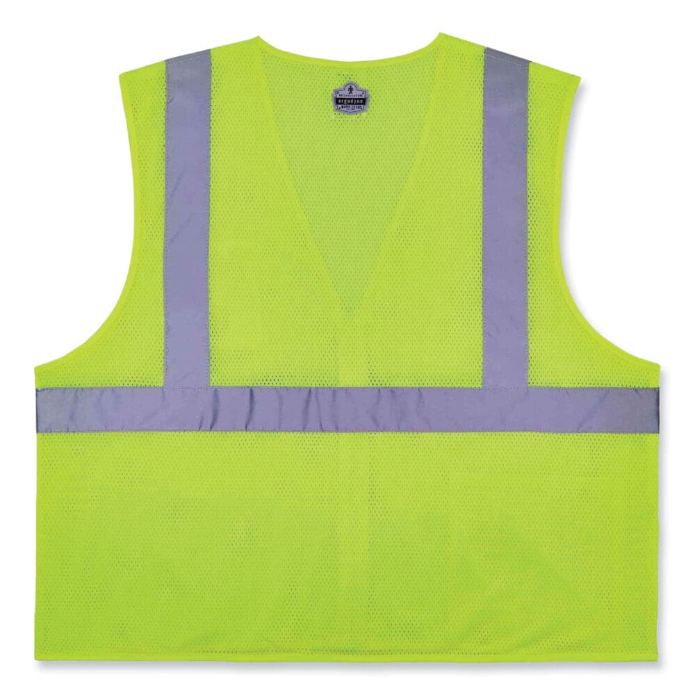 GloWear 8256Z Class 2 Self-Extinguishing Zipper Vest, Polyester, 4X-Large/5X-Large, Lime, Ships in 1-3 Business Days - Image 5
