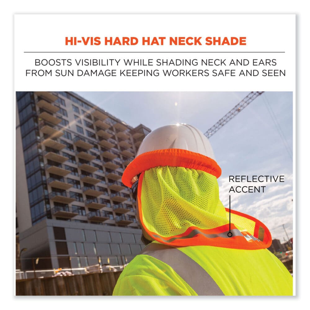 GloWear 8005 Hi-Vis Hard Hat Neck Shade, 20 x 12.5, Orange, Ships in 1-3 Business Days - Image 6