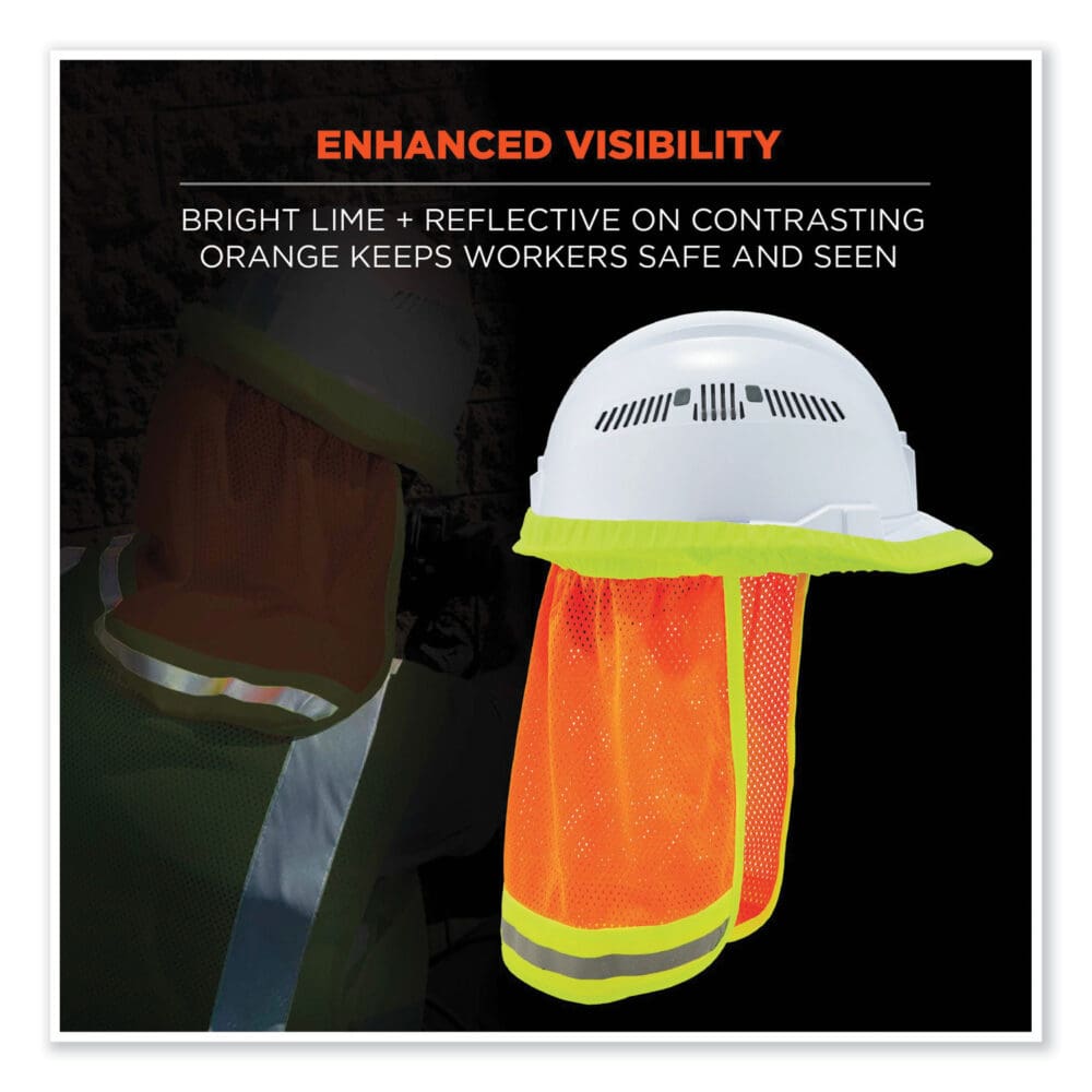 GloWear 8005 Hi-Vis Hard Hat Neck Shade, 20 x 12.5, Orange, Ships in 1-3 Business Days - Image 2