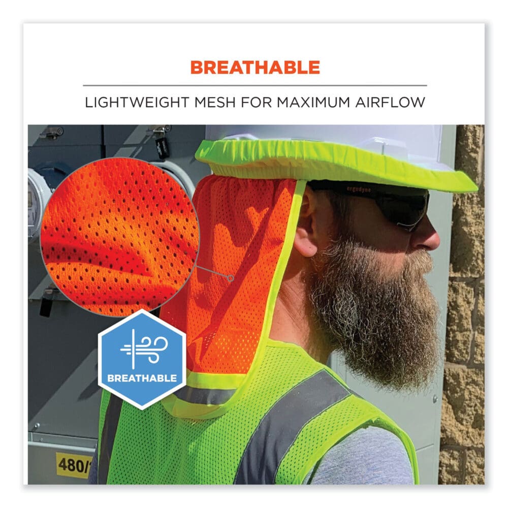 GloWear 8005 Hi-Vis Hard Hat Neck Shade, 20 x 12.5, Orange, Ships in 1-3 Business Days - Image 3
