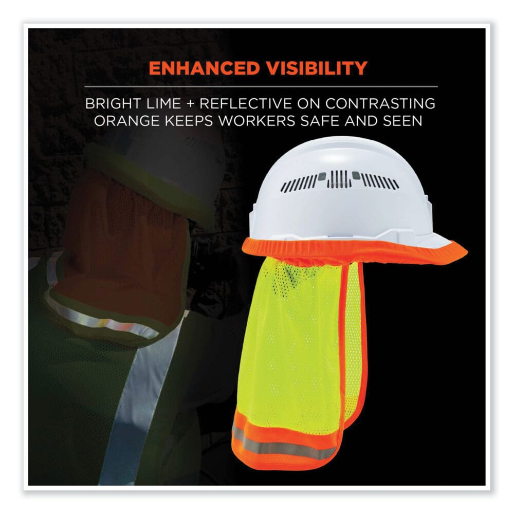 GloWear 8005 Hi-Vis Hard Hat Neck Shade, 20 x 12.5, Lime, Ships in 1-3 Business Days - Image 2