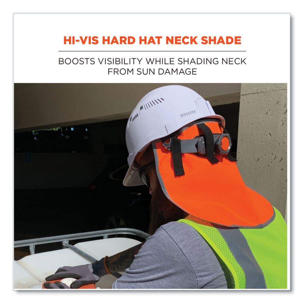 GloWear 8006 Hi-Vis Hard Hat Neck Shade, 12.25 x 10.5, Orange, Ships in 1-3 Business Days - Image 6
