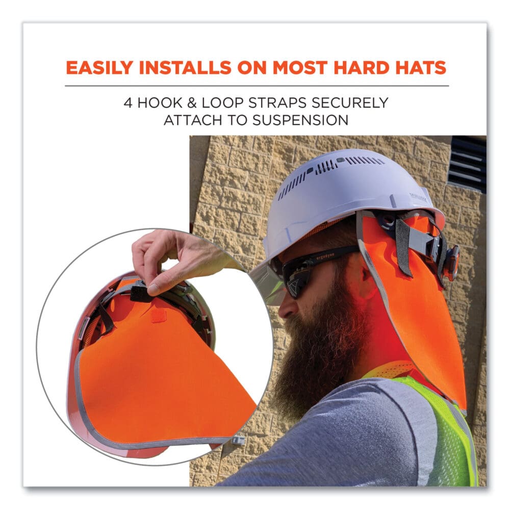 GloWear 8006 Hi-Vis Hard Hat Neck Shade, 12.25 x 10.5, Orange, Ships in 1-3 Business Days - Image 3