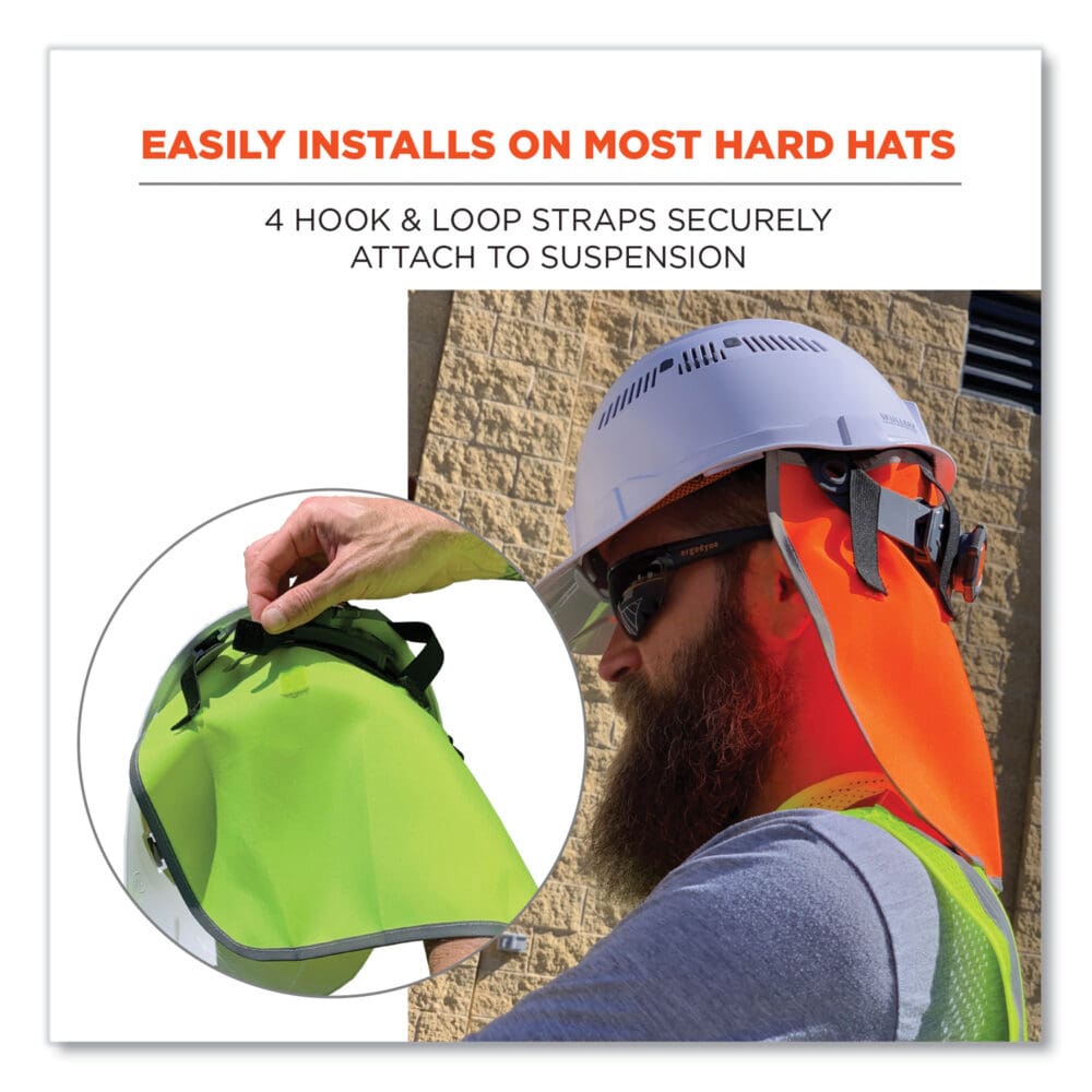 GloWear 8006 Hi-Vis Hard Hat Neck Shade, 12.25 x 10.5, Lime, Ships in 1-3 Business Days - Image 4