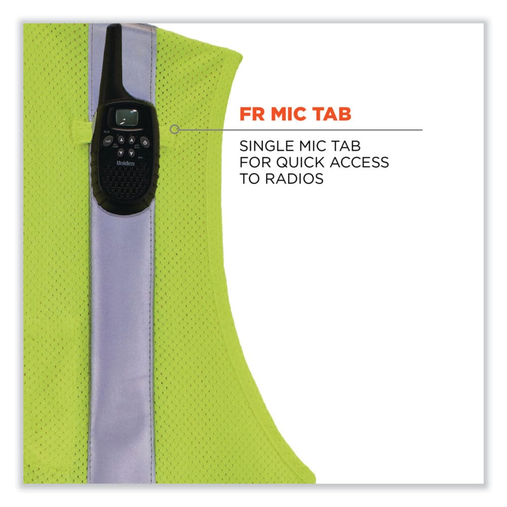 GloWear 8263FRHL Class 2 FR Safety Economy Hook/Loop Vest, Modacrylic Mesh/Cotton, 2XLa/3XL, Lime, Ships in 1-3 Business Days - Image 6