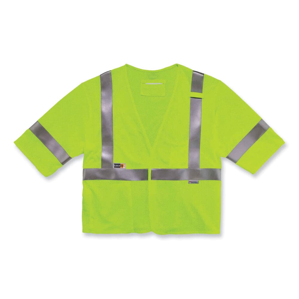 GloWear 8356FRHL Class 3 FR Hook and Loop Safety Vest with Sleeves, Modacrylic, Large/XL, Lime, Ships in 1-3 Business Days - Image 9