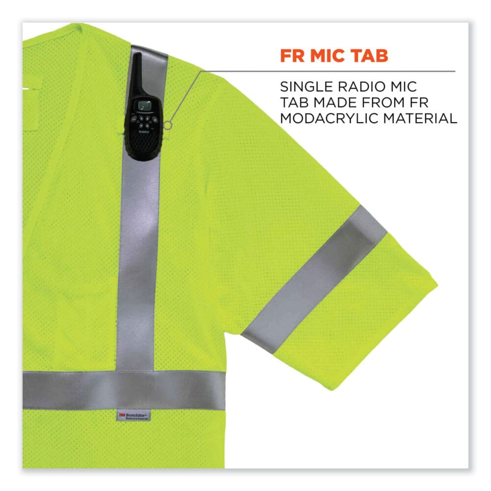 GloWear 8356FRHL Class 3 FR Hook and Loop Safety Vest with Sleeves, Modacrylic, Large/XL, Lime, Ships in 1-3 Business Days - Image 6