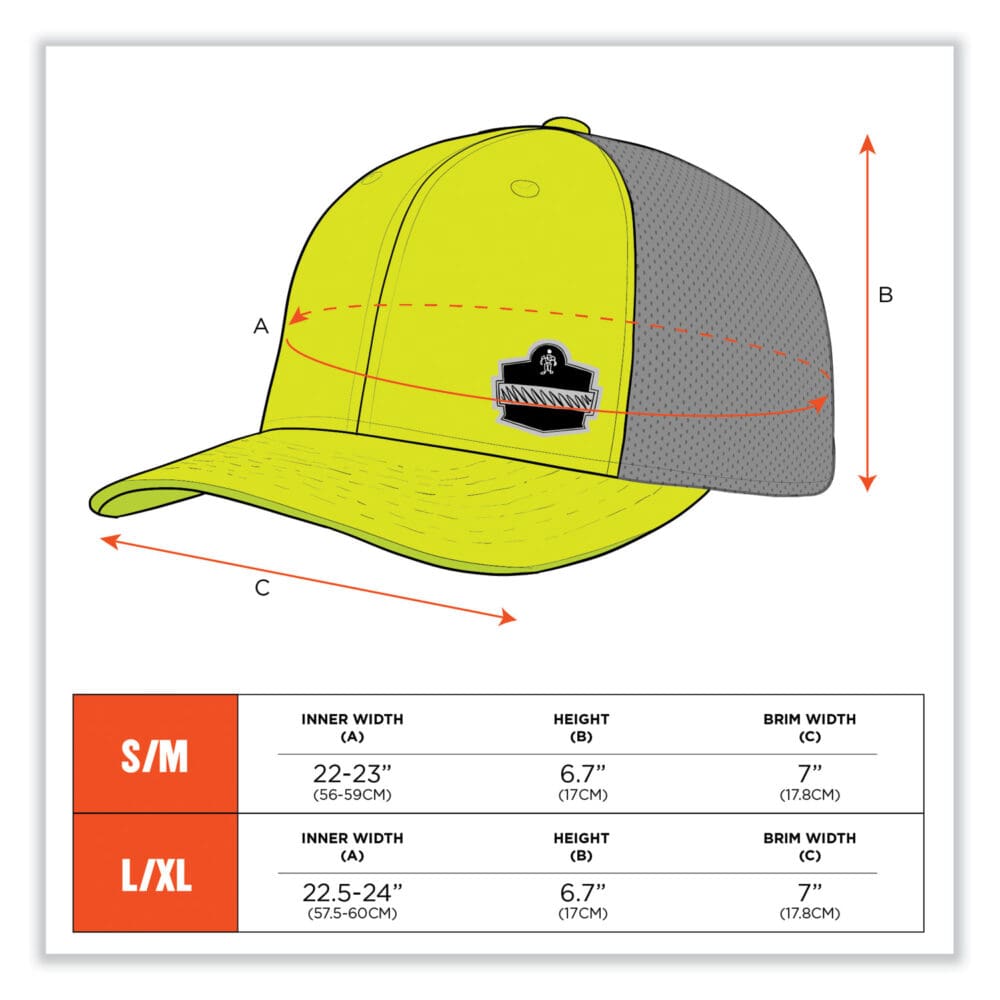 GloWear 8931 Reflective Stretch-Fit Hat, Cotton/Polyester, Ergodyne Logo, Small/Med, Hi-Vis Lime, Ships in 1-3 Business Days - Image 4