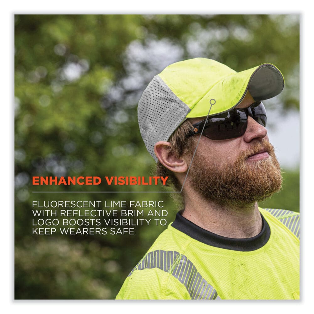GloWear 8931 Reflective Stretch-Fit Hat, Cotton/Polyester, Small/Medium, Hi-Vis Lime, Ships in 1-3 Business Days - Image 5