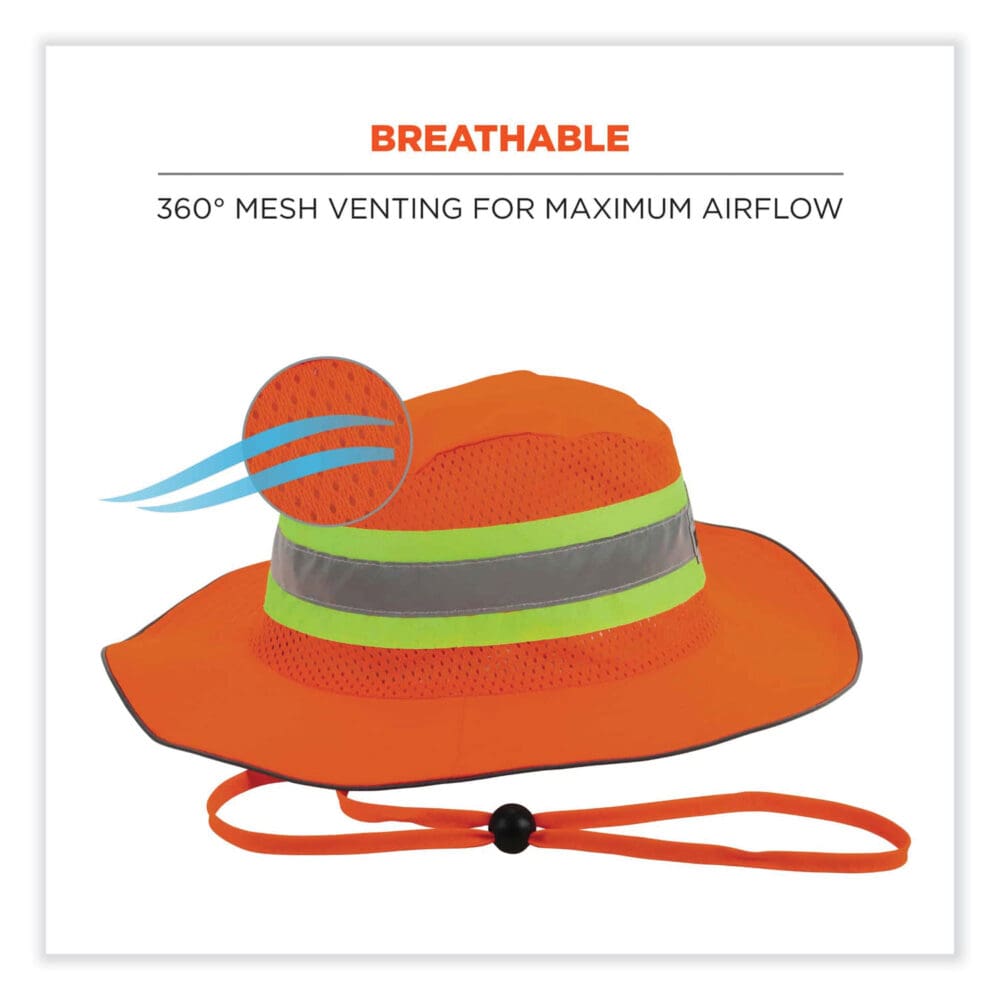 GloWear 8935 Hi-Vis Ranger Sun Hat, Polyester, Small/Medium, Orange, Ships in 1-3 Business Days - Image 3